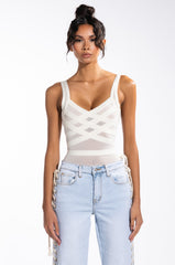 BANDAGE MESH SLEEVELESS BODYSUIT