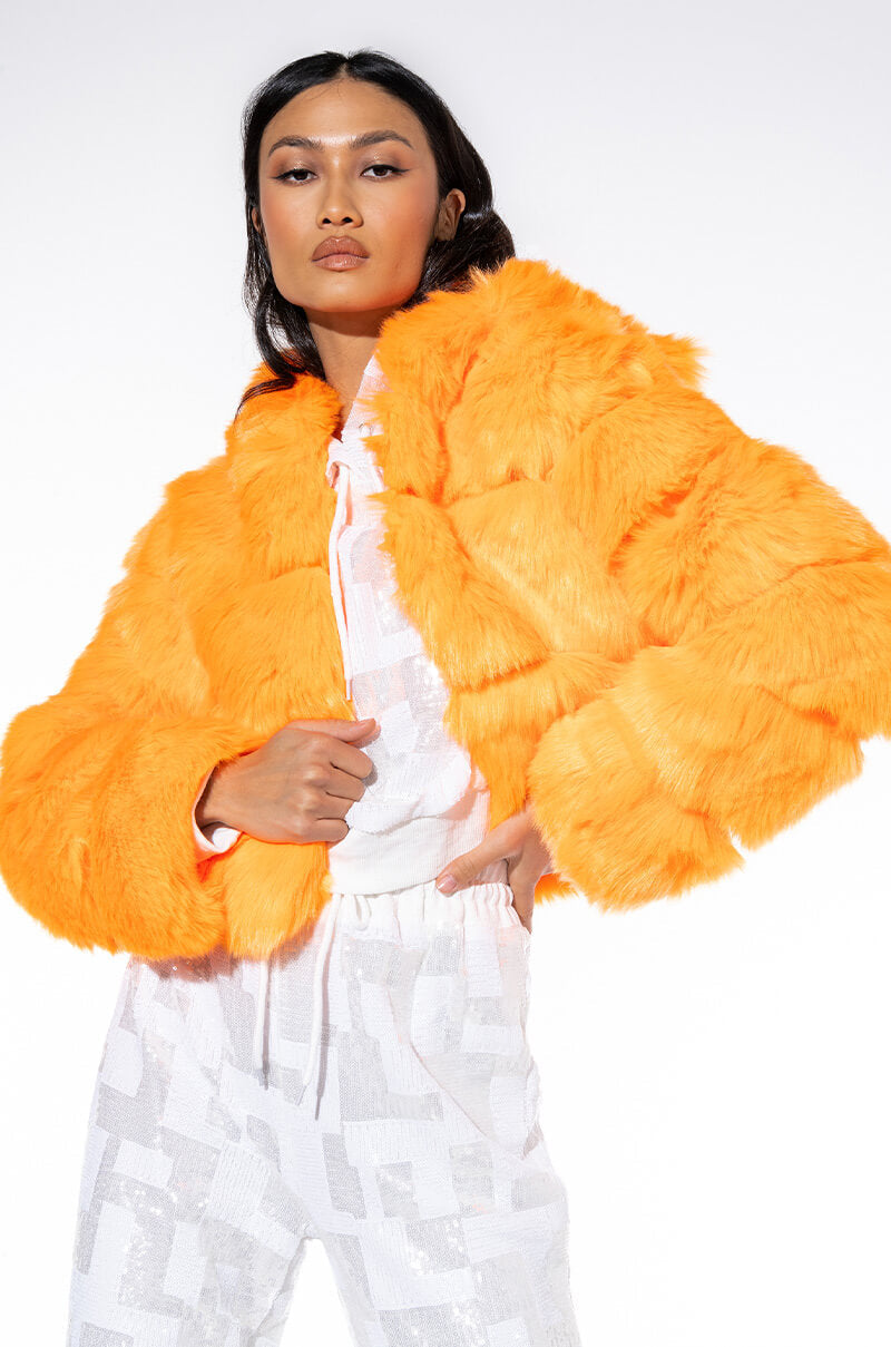 BAPE ORANGE FAUX FUR JACKET
