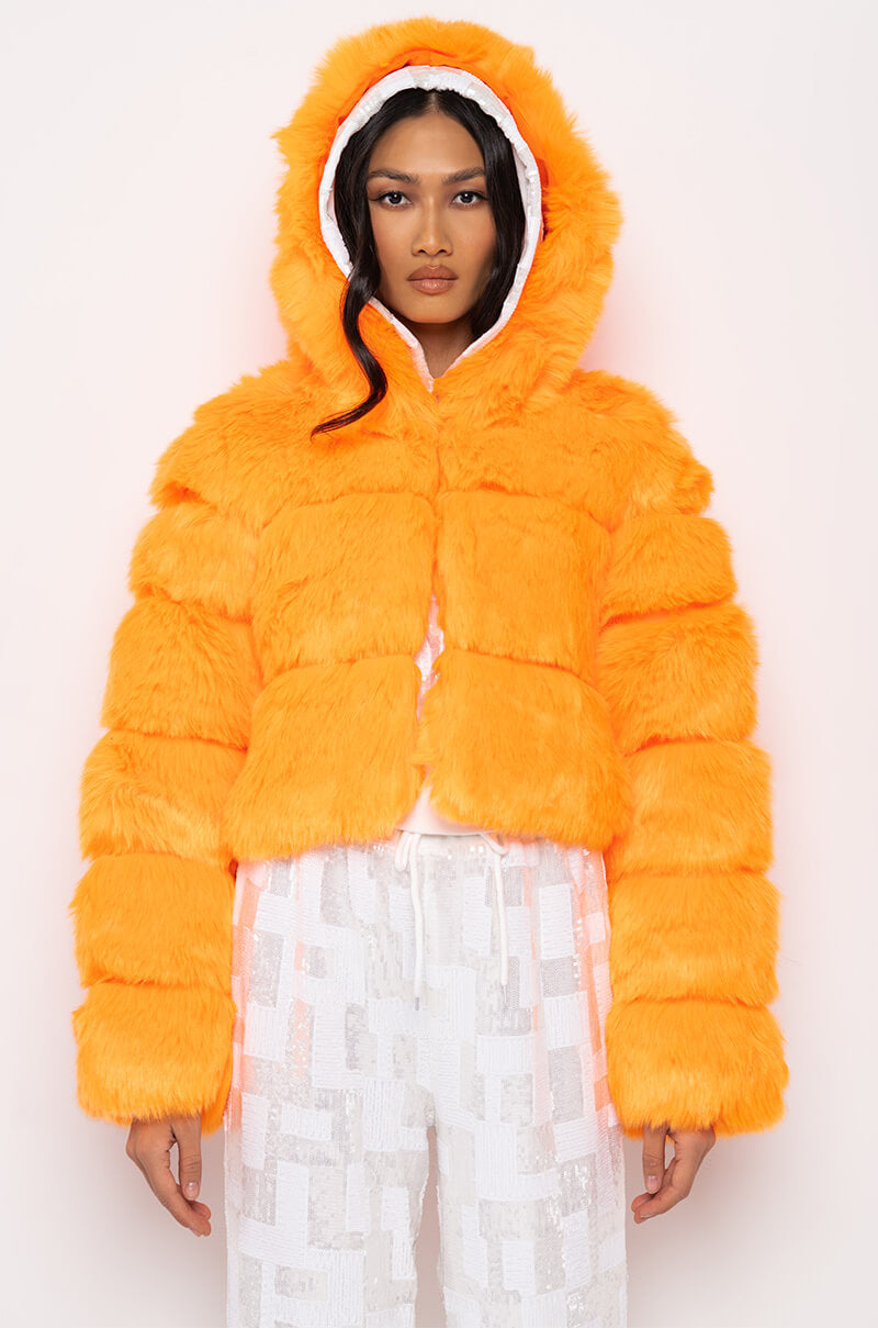BAPE ORANGE FAUX FUR JACKET