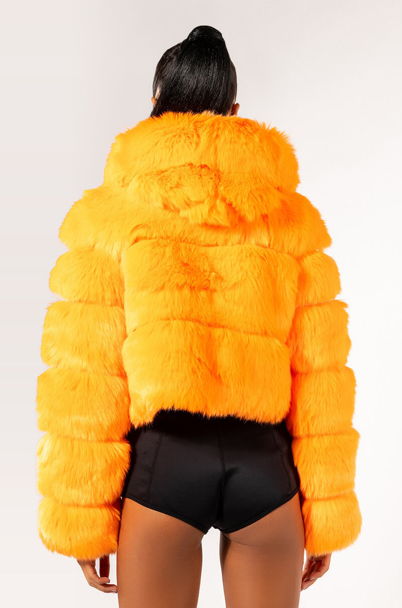 BAPE ORANGE FAUX FUR JACKET