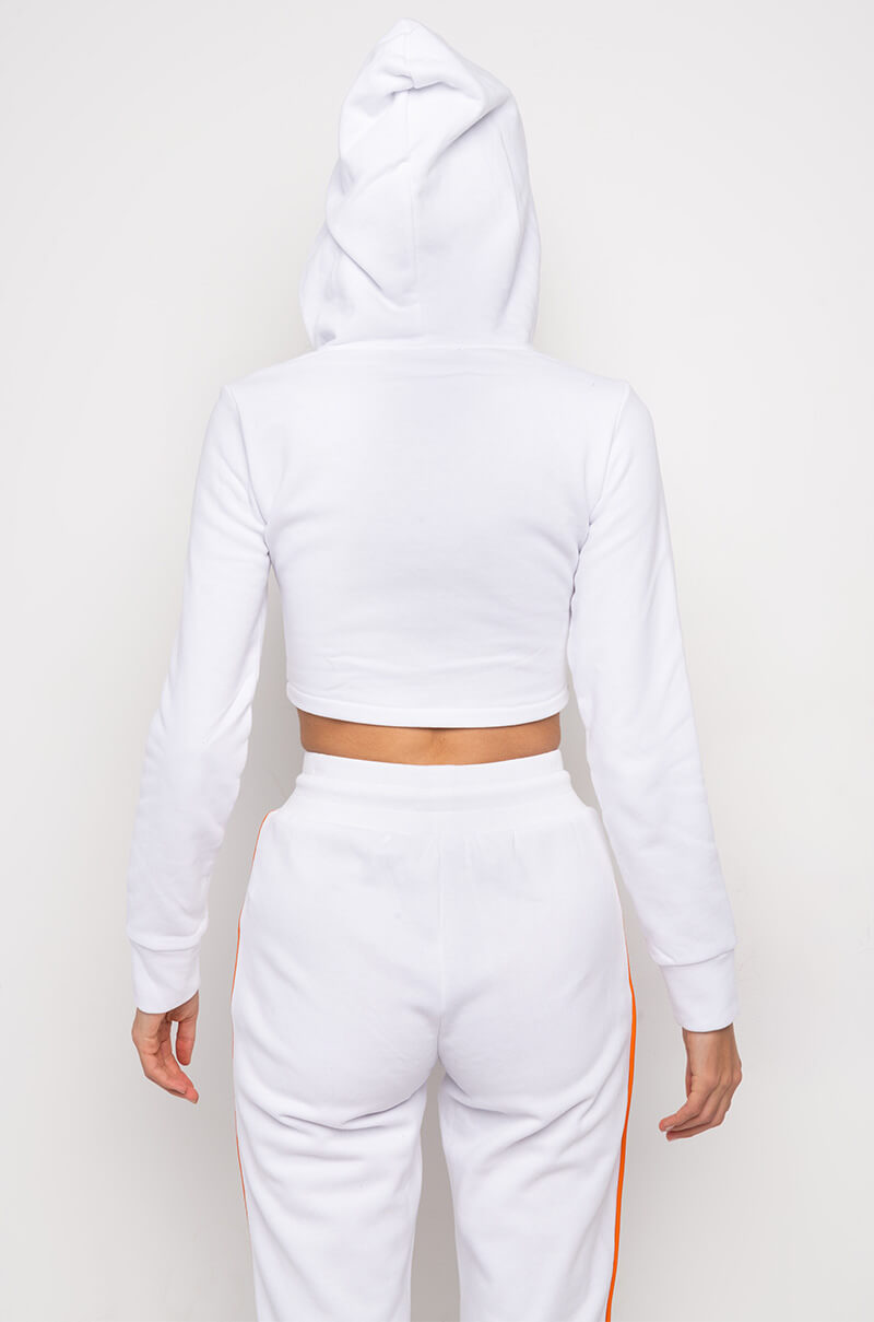 BATTER UP CONTRAST TRIM CROPPED HOODIE