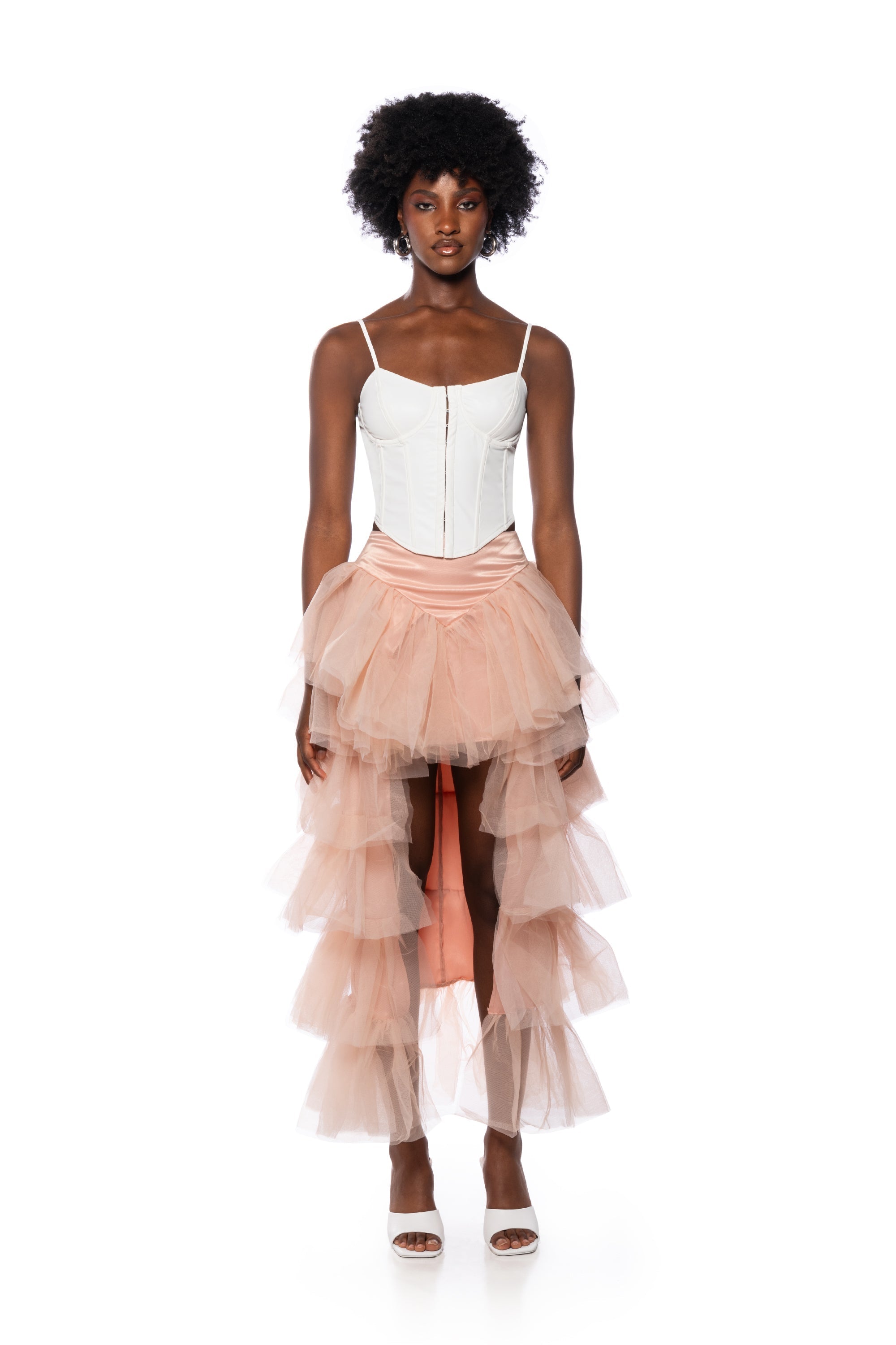 BE ABOUT IT SLEEVELESS FAUX LEATHER CORSET