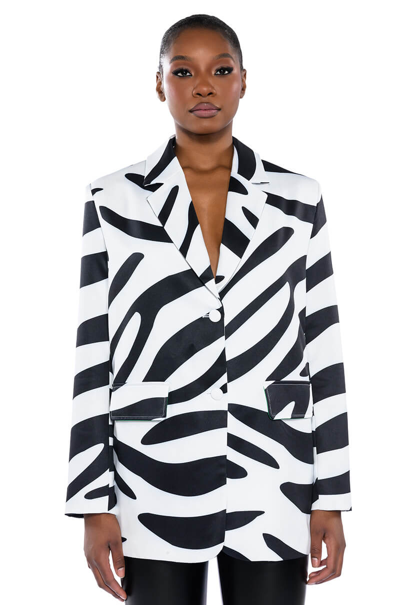 BE BOLD OVERSIZED ZEBRA BLAZER
