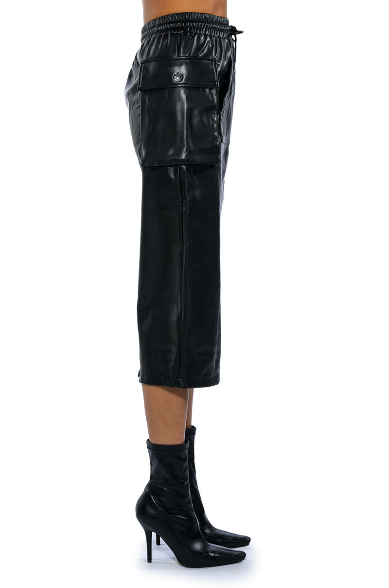 BEGIN AGAIN FAUX LEATHER MIDI SKIRT