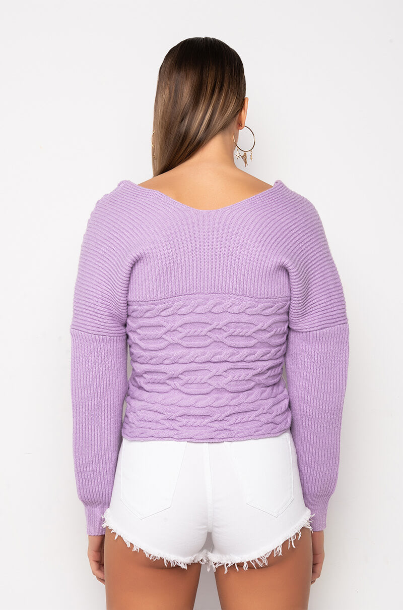 BELIEVE IT OFF THE SHOULDER KNIT SWEATER