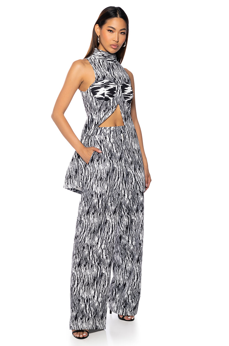 BELIEVER PRINTED WIDE LEG TROUSER