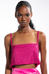 BELLA DONNA RHINESTONE CROP TOP