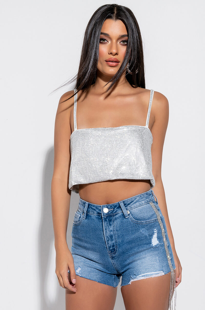 BELLA DONNA RHINESTONE CROP TOP