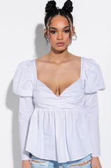 JASMINE PEPLUM PUFF SLEEVE BLOUSE