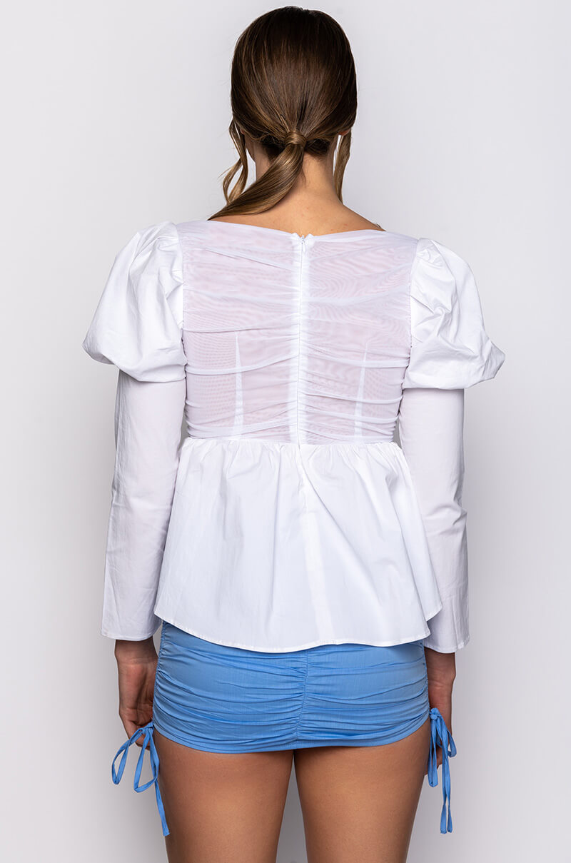 JASMINE PEPLUM PUFF SLEEVE BLOUSE