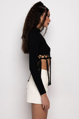 BELLE RIBBED FRINGE DETAIL TURTLENECK SWEATER