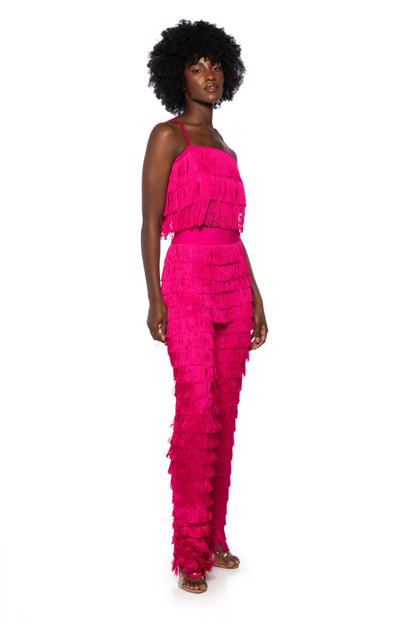 BEST EVER FRINGE WIDE LEG PANT IN FUCHSIA