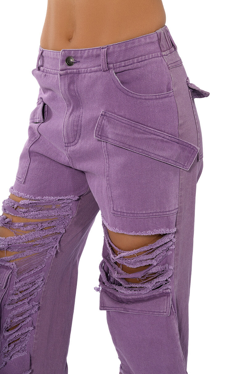 BESTIES FAVORITE DISTRESSED CARGO PANTS
