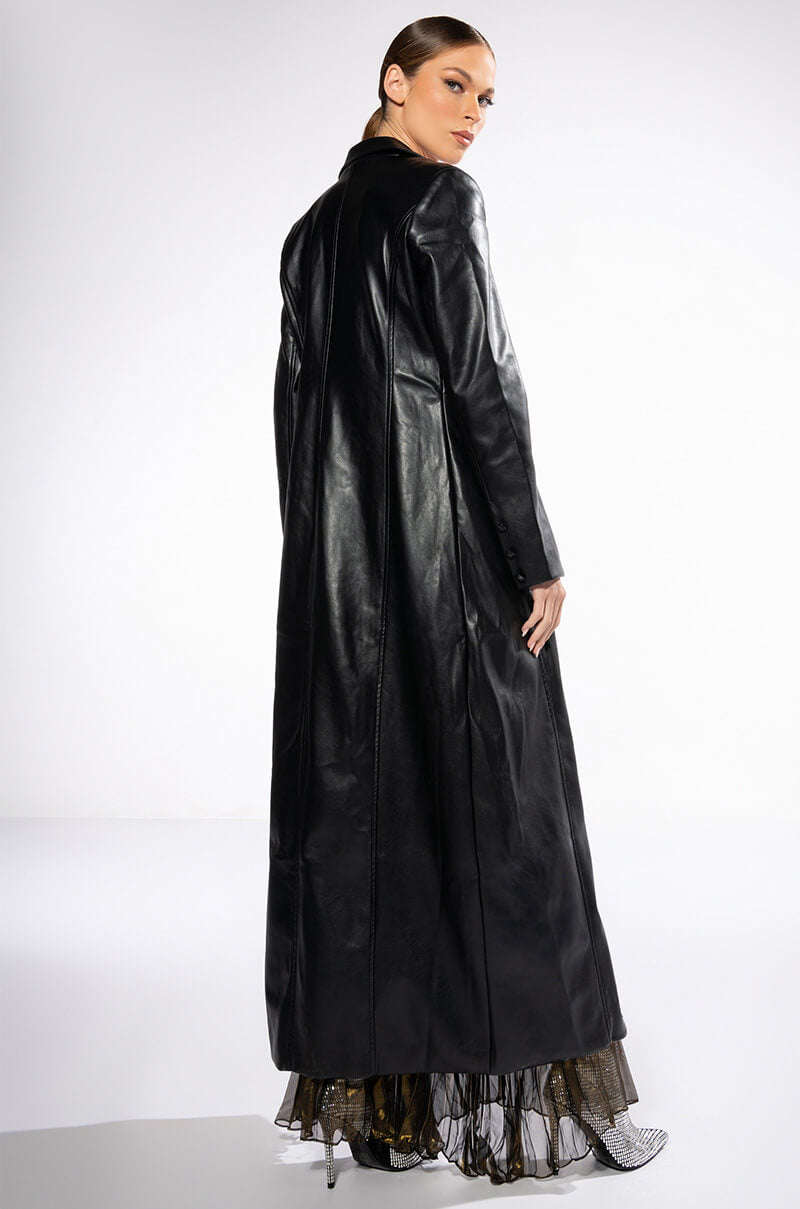 KIM LONG PU TRENCH WITH CHEETAH LINING