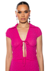 BIANCA TIE FRONT MESH TOP