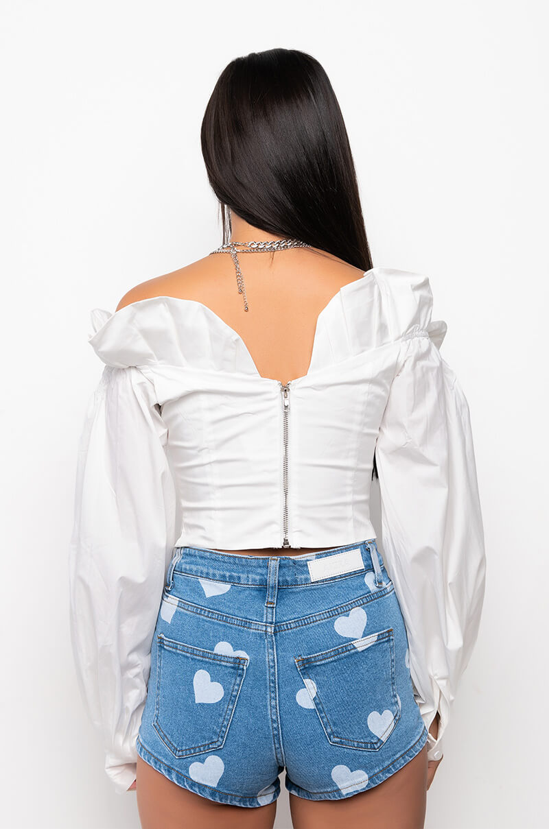 BIGGEST FAN RUFFLE DETAIL BLOUSE
