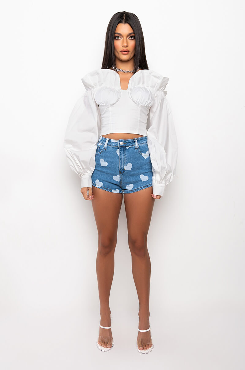 BIGGEST FAN RUFFLE DETAIL BLOUSE