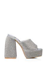 BILLION SILVER RHINESTONE CHUNKY SANDAL