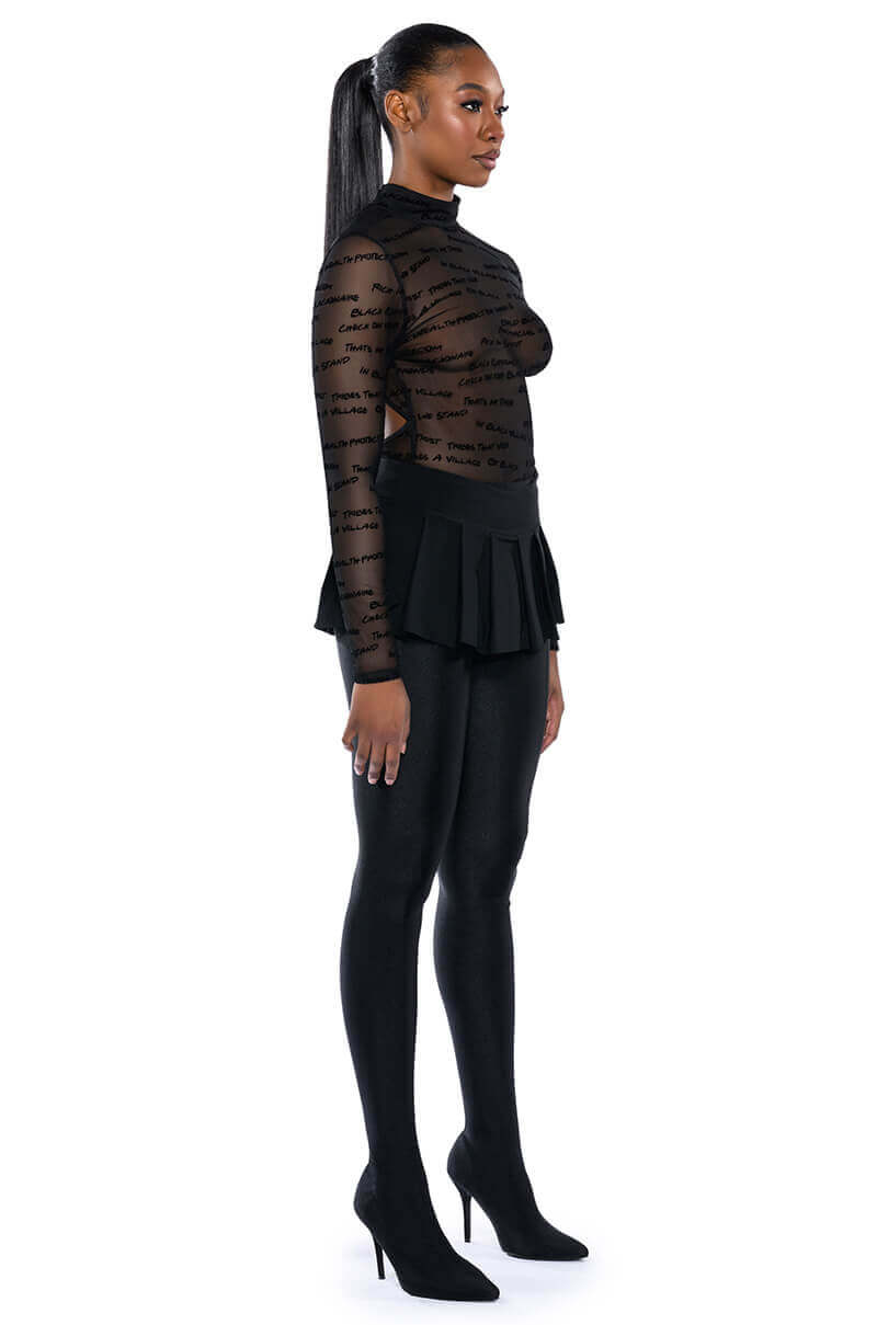 BLACK VILLAGE FOUNDATION LOGO MESH BODYSUIT