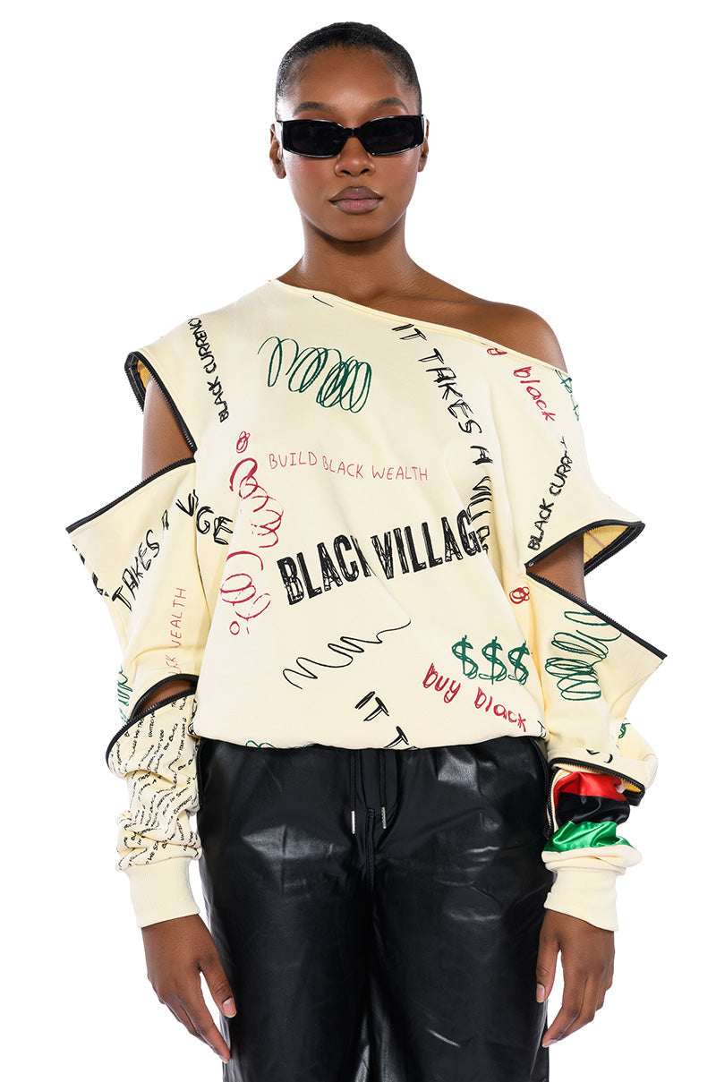 BLACK VILLAGE FOUNDATION ZIPPER DETAIL SWEATSHIRT