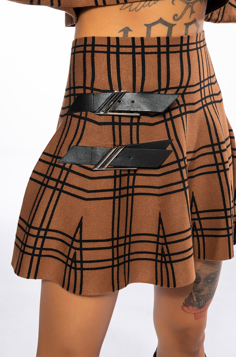 BLAIR BUCKLE FLARE SKIRT