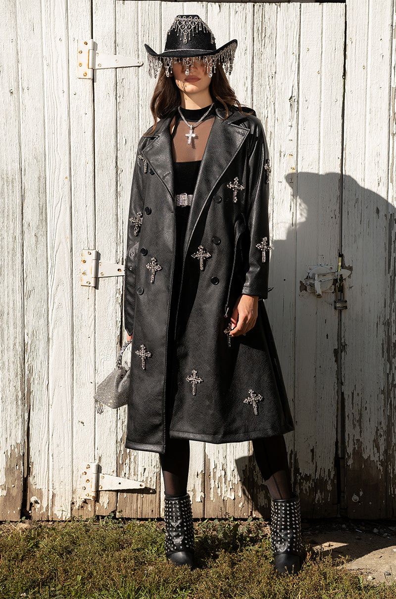 BLESSED AND WELL DRESSED PLEATHER TRENCH