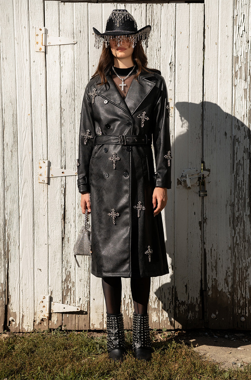 BLESSED AND WELL DRESSED PLEATHER TRENCH