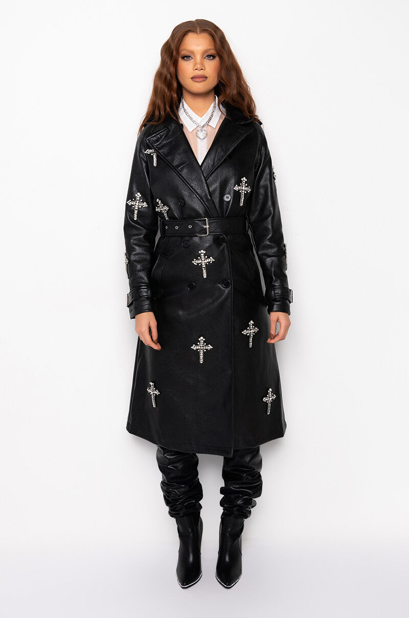 BLESSED AND WELL DRESSED PLEATHER TRENCH