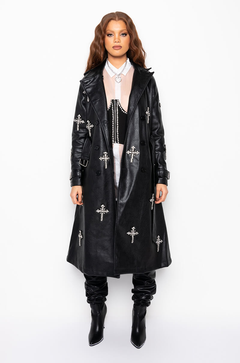 BLESSED AND WELL DRESSED PLEATHER TRENCH