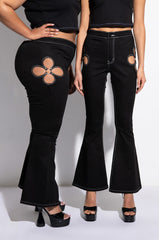 BLOSSOM CUT OUT DETAIL FLARE JEAN
