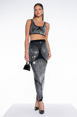 BODIED RHINESTONE MAXI SKIRT
