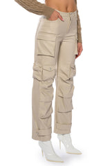 BONNE SOIREE CARGO FAUX LEATHER PANTS