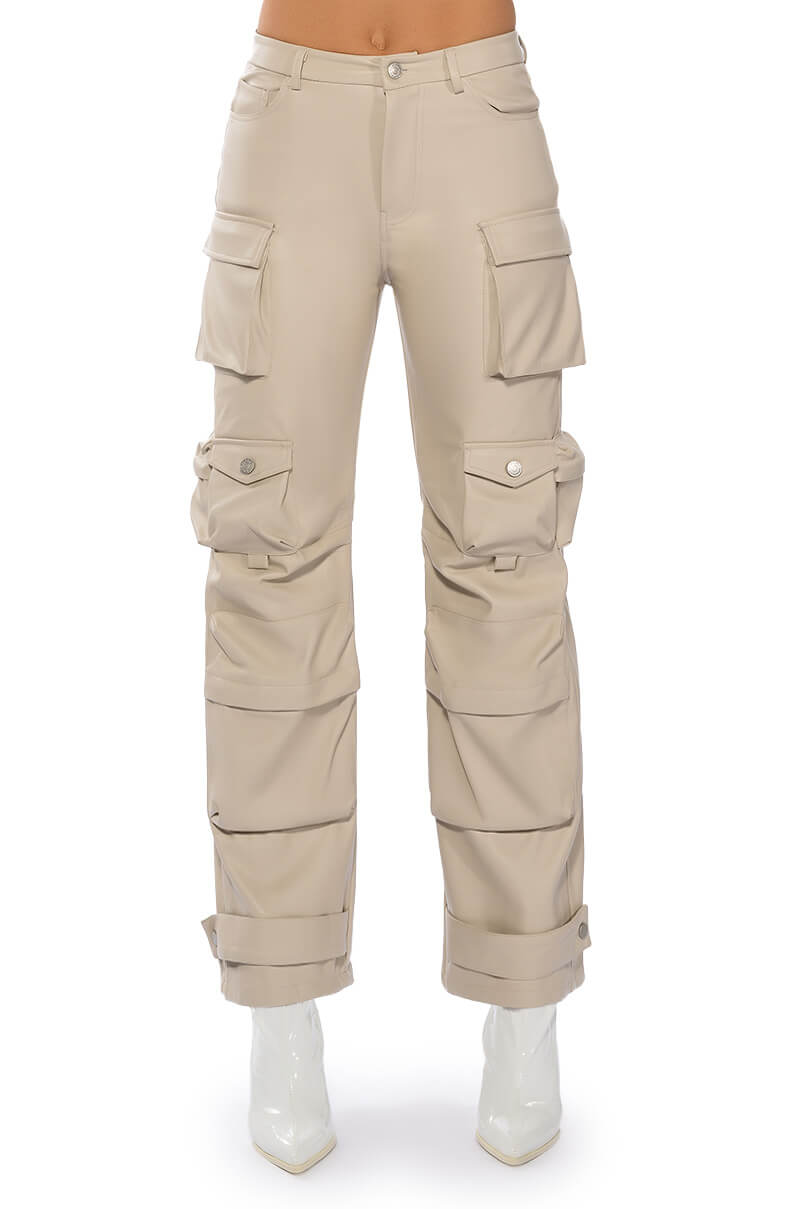 BONNE SOIREE CARGO FAUX LEATHER PANTS