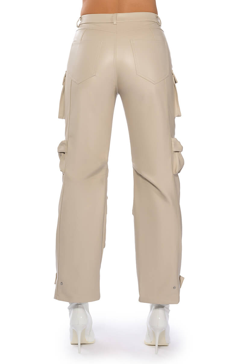 BONNE SOIREE CARGO FAUX LEATHER PANTS