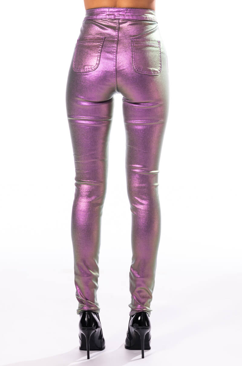 BORN TO SHINE METALLIC SKINNY PANTS