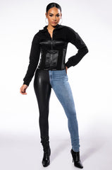 BOSS MOVES CORSETED ZIP UP SWEATSHIRT