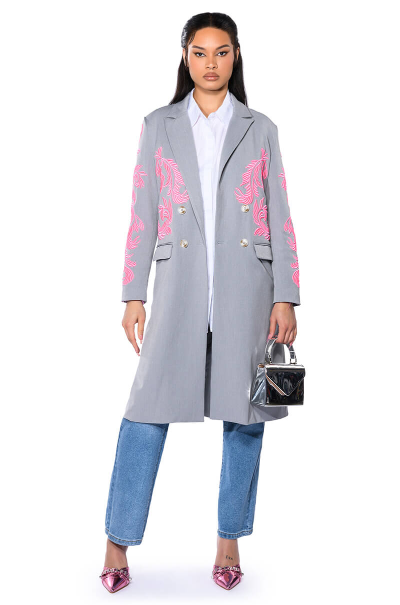 BOWERY EMBROIDERY TRENCH