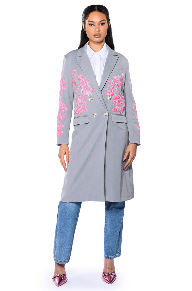 BOWERY EMBROIDERY TRENCH