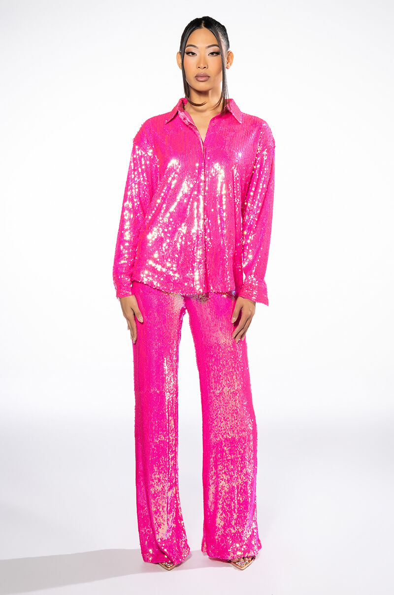 BRIGHT BRIGHT PINK SEQUIN TROUSER