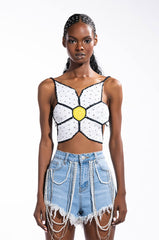 BRIGHTER DAYS EMBELLISHED CROCHET CROP TOP