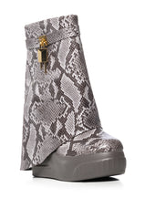 BROOK PU FOLDOVER BOOTIE IN PYTHON PRINT