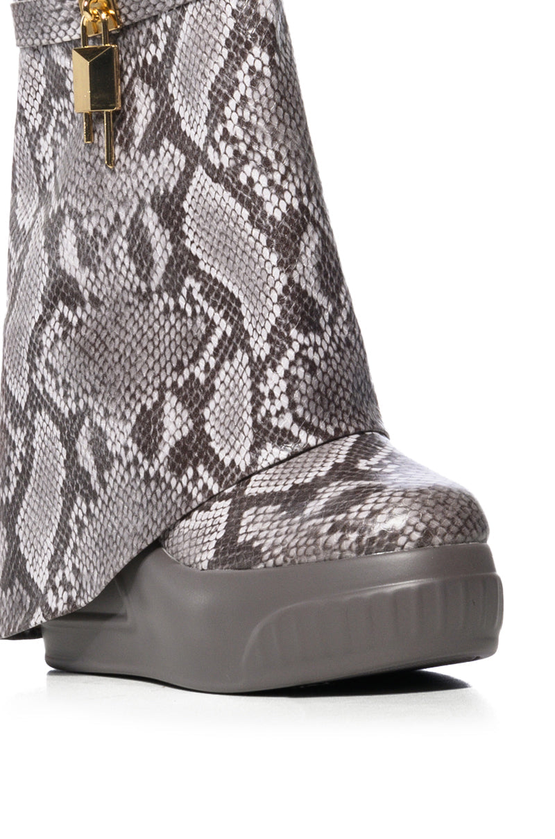 BROOK PU FOLDOVER BOOTIE IN PYTHON PRINT