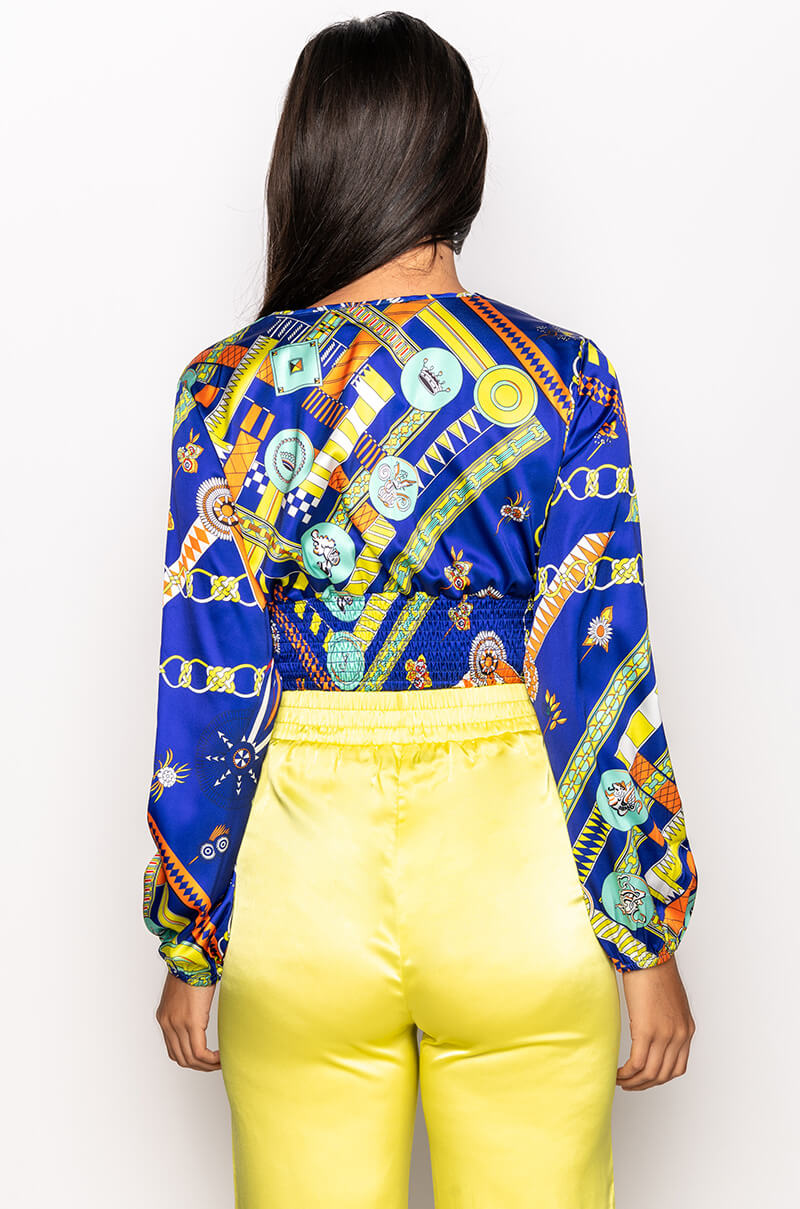 NARA DEEP V BUTTON UP BLOUSE