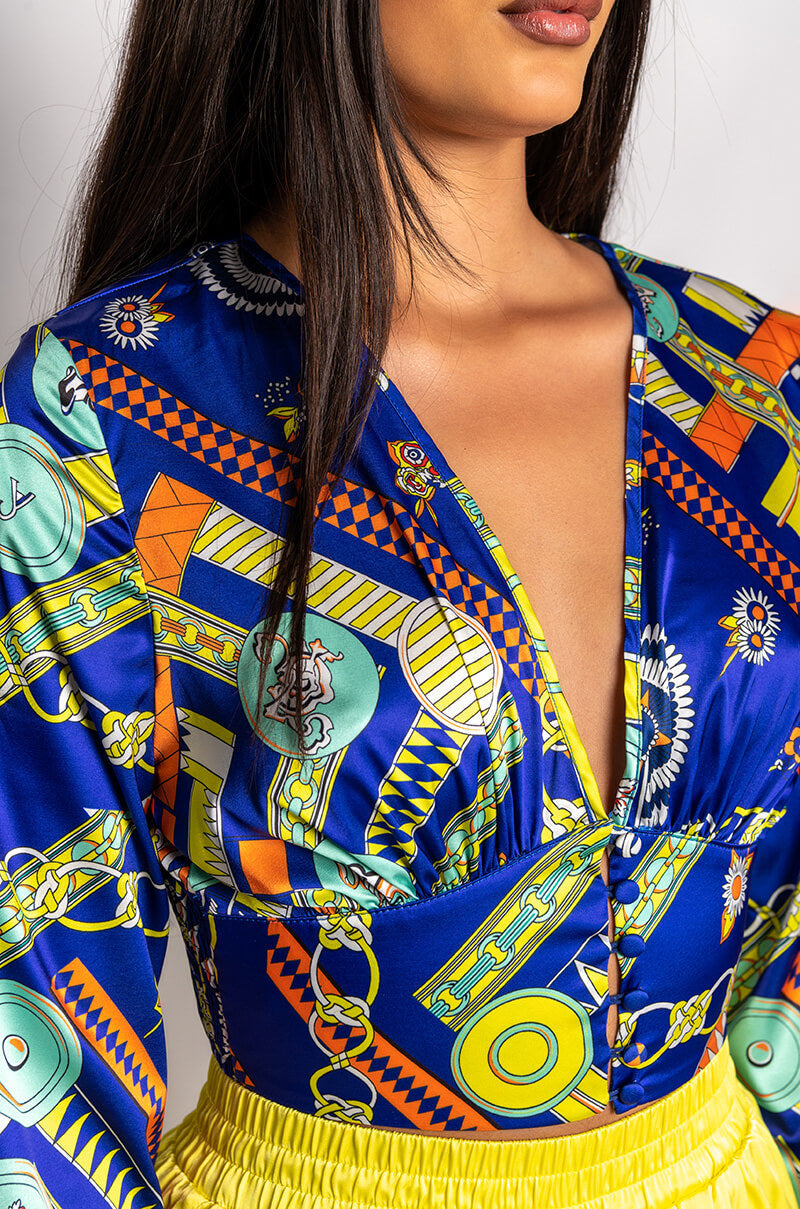 NARA DEEP V BUTTON UP BLOUSE