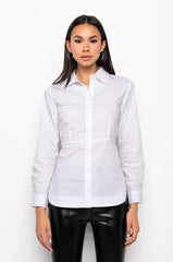 BUSINESS AS USUAL LONG SLEEVE BUTTON DOWN BLOUSE