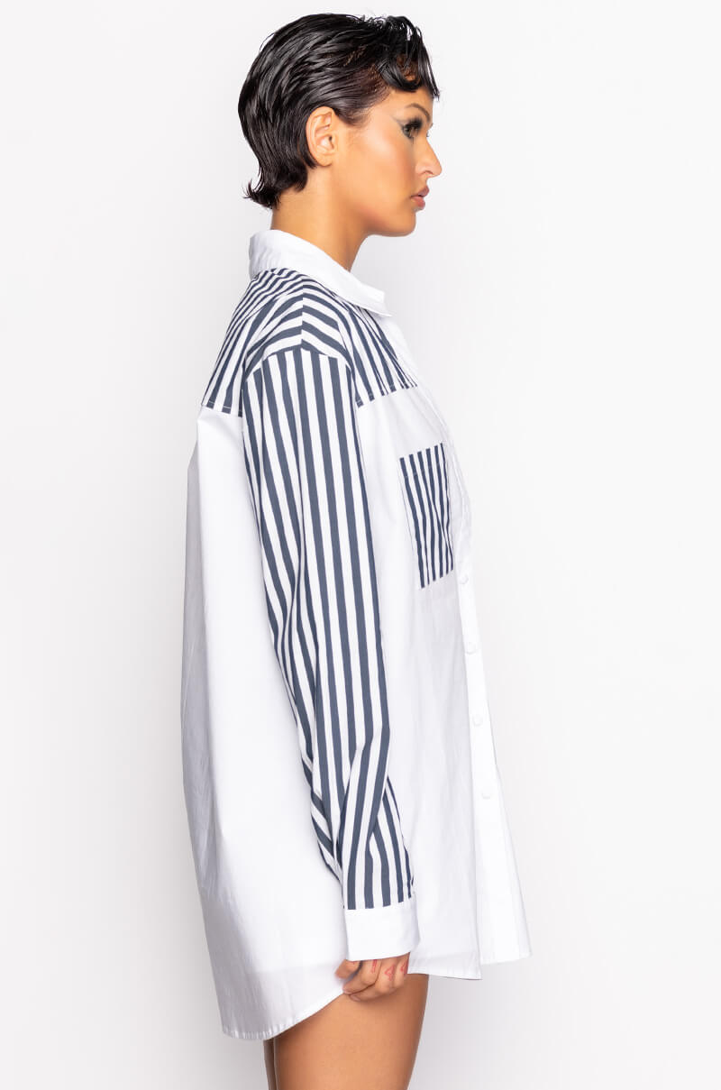 CALL BACK LATER COLORBLOCK POPLIN BUTTON DOWN