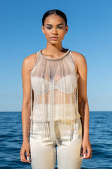 CAME THRU DRIPPIN SHEER BEADED BLOUSE