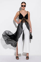 CAN'T BE CHAINED SLEEVELESS CHIFFON CUTOUT HIGH LOW BLOUSE