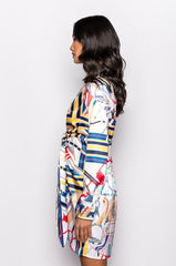 CAN'T STOP SCARF PRINT SHIRT DRESS