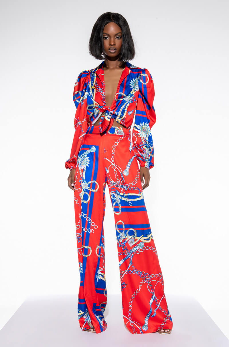 CAPRI SATIN WIDE LEG PANT